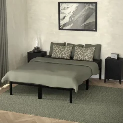 Bettgestell Doppelbett 140x200 cm aus Metall in Schwarz mit Lattenrost ML-Design