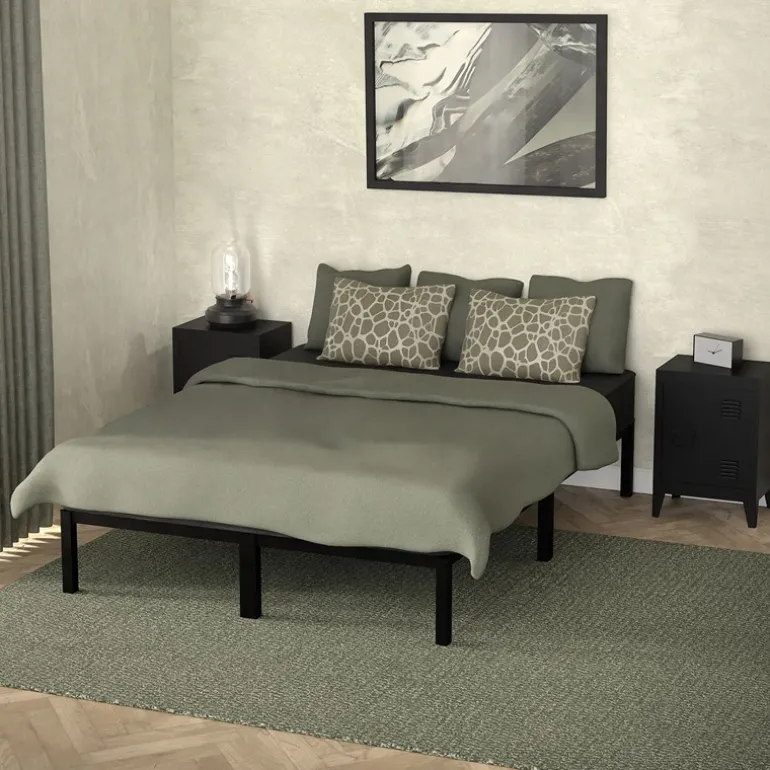 Bettgestell Doppelbett 140x200 cm aus Metall in Schwarz mit Lattenrost ML-Design