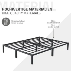 Bettgestell Doppelbett 160x200 cm aus Metall in Anthrazit mit Lattenrost ML-Design