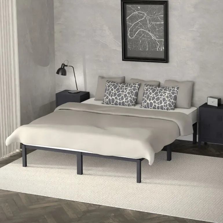Bettgestell Doppelbett 160x200 cm aus Metall in Anthrazit mit Lattenrost ML-Design