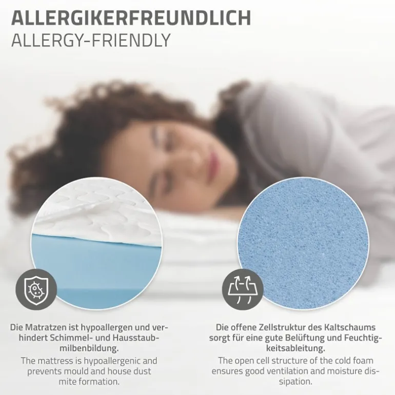 Bettgestell Einzelbett Metallbett 90x200 cm Schwarz inkl. Matratze H-16cm mit Lattenrost ML-Design