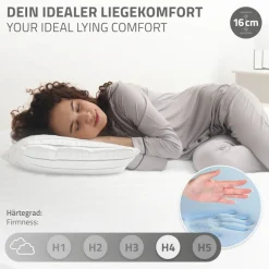 Bettgestell Einzelbett Metallbett 90x200 cm Schwarz inkl. Matratze H-16cm mit Lattenrost ML-Design