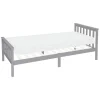 Bettgestell Einzelbett 90x200cm aus Kiefernholz in Hellgrau mit Lattenrost & Matratze H-10cm ML-Design