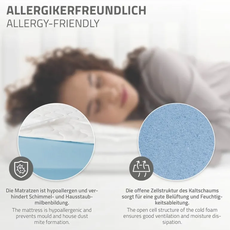 Bettgestell Einzelbett 90x200cm aus Kiefernholz in Weiß Lattenrost & Matratze H-16cm ML-Design