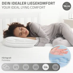 Bettgestell Einzelbett 90x200cm aus Kiefernholz in Weiß Lattenrost & Matratze H-16cm ML-Design