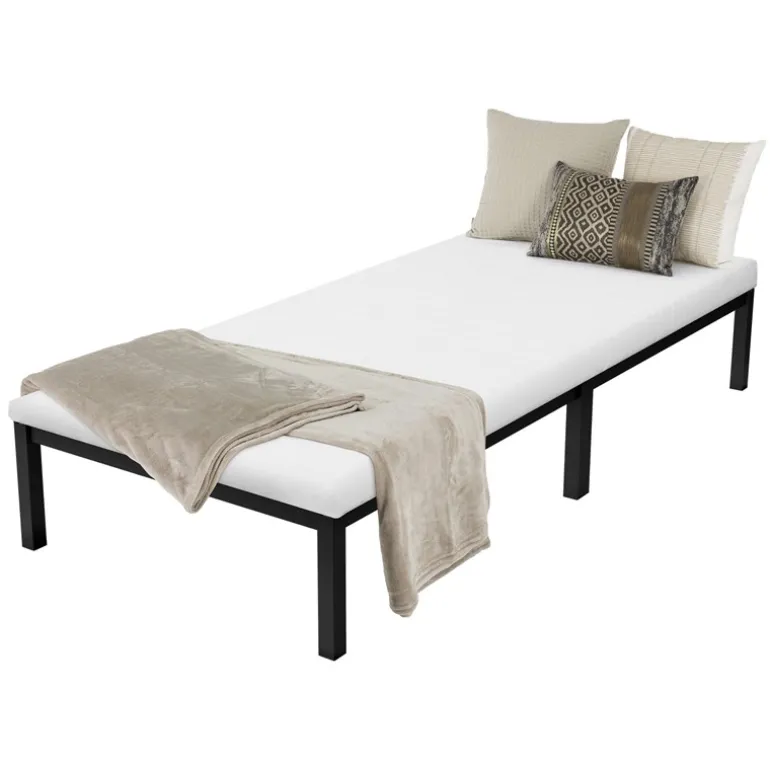 Bettgestell Einzelbett 90x200cm aus Metall in Schwarz mit Lattenrost ML-Design