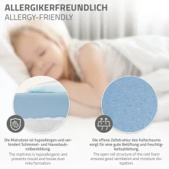 Bettgestell Einzelbett 90x200cm aus Kiefernholz in Natur mit Lattenrost & Matratze H-10cm ML-Design