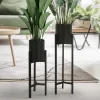 Blumenständer 2er Set mit herausnehmbarem Blumentop rund Schwarz aus Metall ML-Design