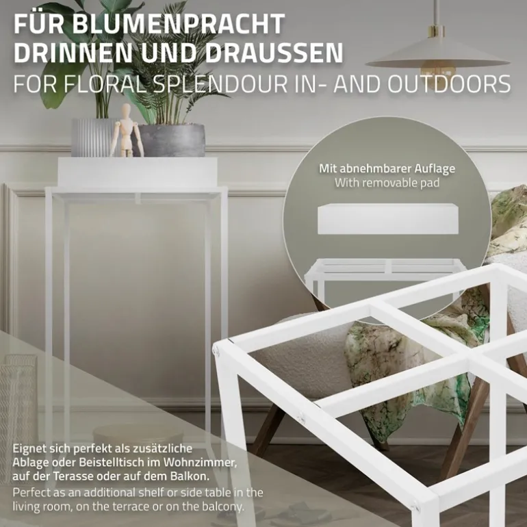 Blumenständer 45x45x80 cm Weiß aus Metall ML-Design