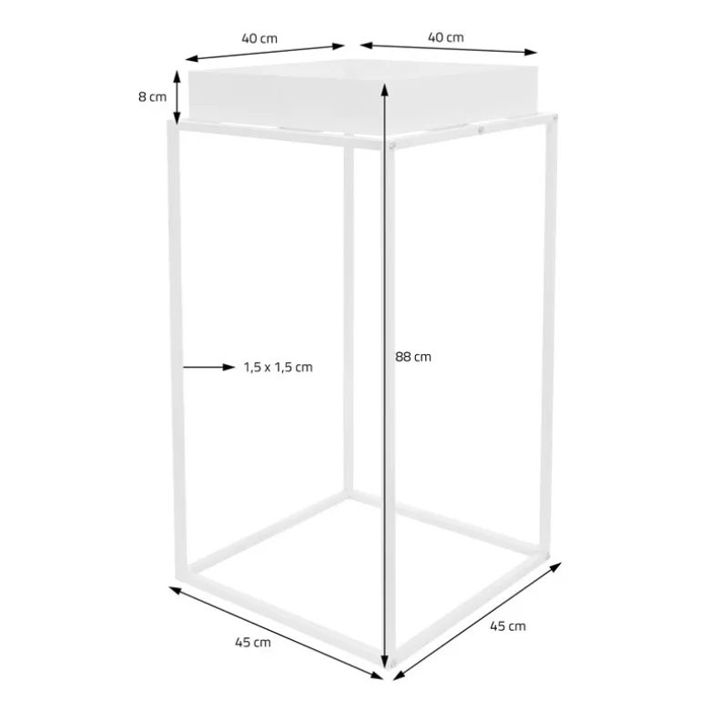 Blumenständer 45x45x80 cm Weiß aus Metall ML-Design