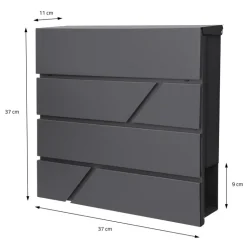 Briefkasten mit Zeitungsfach 37x11x37 cm Anthrazit aus Edelstahl