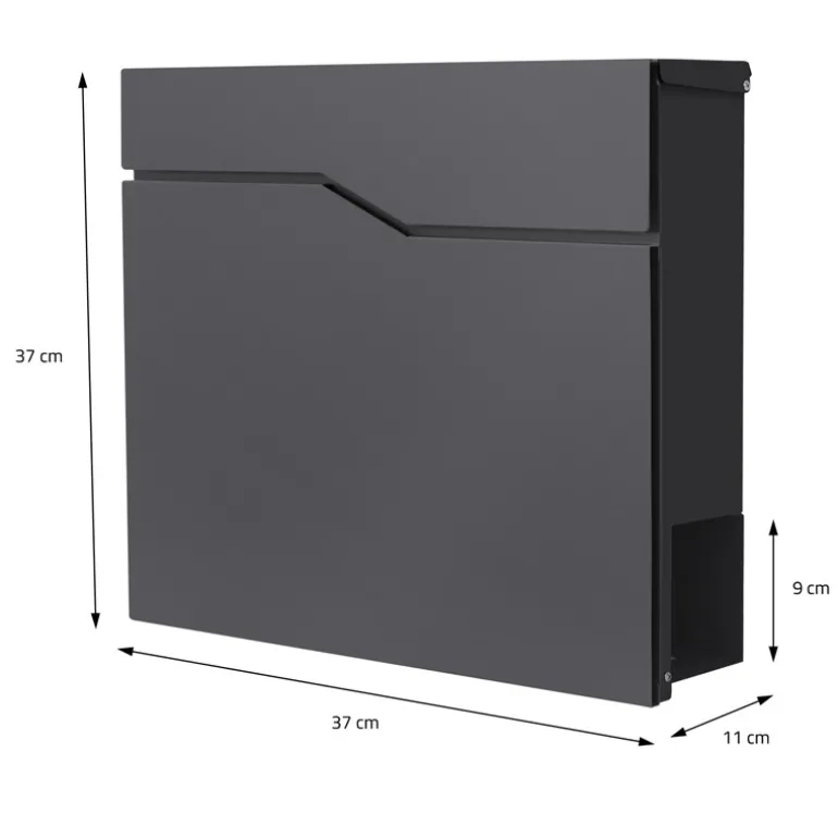 Briefkasten mit Zeitungsfach 37x11x37 cm Anthrazit aus Edelstahl ML-Design