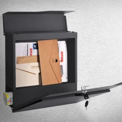 Briefkasten mit Zeitungsfach 37x11x37 cm Anthrazit aus Edelstahl ML-Design