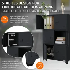 Büroschrank mit drei Ebenen Magnetverschluss 75x40x120 cm Anthrazit aus Stahl ML-Design