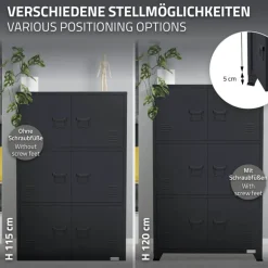 Büroschrank mit drei Ebenen Magnetverschluss 75x40x120 cm Anthrazit aus Stahl ML-Design