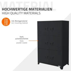 Büroschrank mit drei Ebenen Magnetverschluss 75x40x120 cm Anthrazit aus Stahl ML-Design