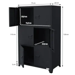 Büroschrank mit drei Ebenen Magnetverschluss 75x40x120 cm Anthrazit aus Stahl ML-Design