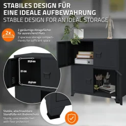 Büroschrank mit zwei Ebenen Magnetverschluss 75x40x80,5 cm Anthrazit aus Stahl ML-Design