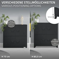 Büroschrank mit zwei Ebenen Magnetverschluss 75x40x80,5 cm Anthrazit aus Stahl ML-Design