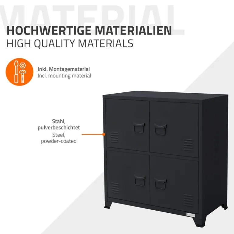 Büroschrank mit zwei Ebenen Magnetverschluss 75x40x80,5 cm Anthrazit aus Stahl ML-Design
