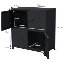 Büroschrank mit zwei Ebenen Magnetverschluss 75x40x80,5 cm Anthrazit aus Stahl ML-Design