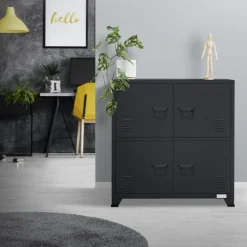 Büroschrank mit zwei Ebenen Magnetverschluss 75x40x80,5 cm Anthrazit aus Stahl ML-Design