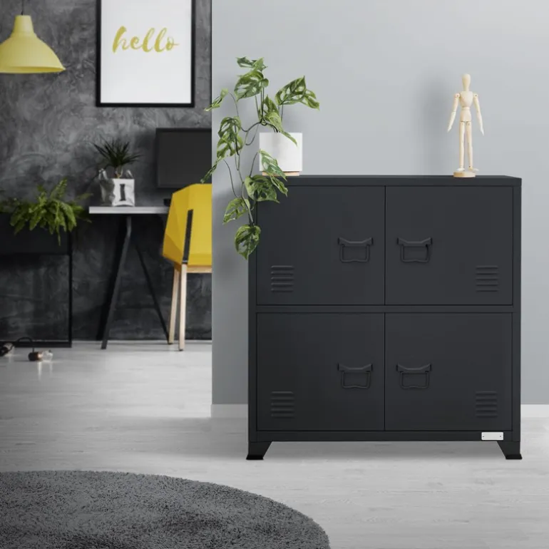 Büroschrank mit zwei Ebenen Magnetverschluss 75x40x80,5 cm Anthrazit aus Stahl ML-Design