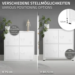 Büroschrank mit zwei Ebenen Magnetverschluss 75x40x80,5 cm Weiß aus Stahl ML-Design