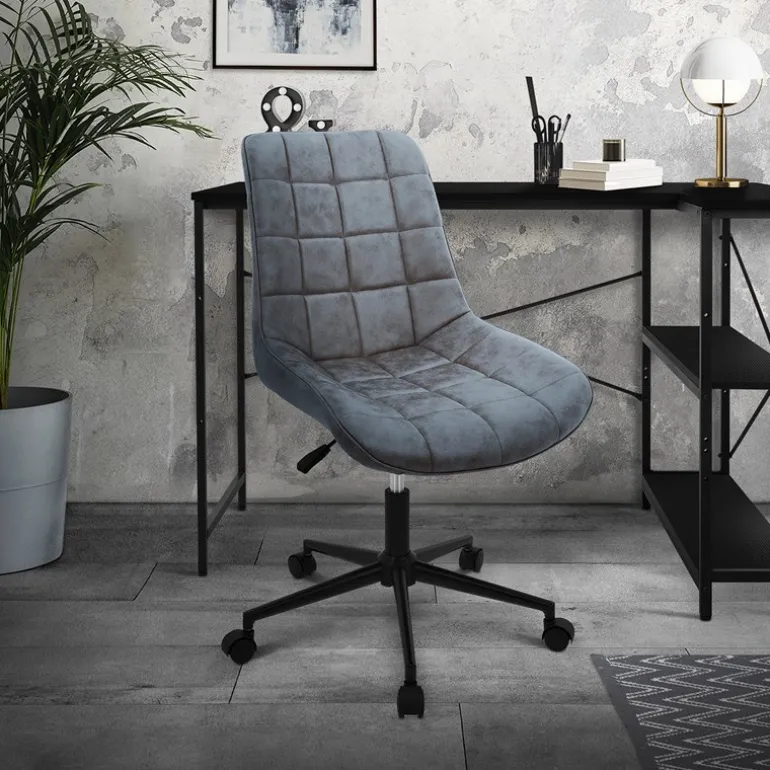 Bürostuhl auf Rollen Anthrazit mit Kunstlederbezug und Metallgestell ML-Design