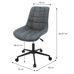 Bürostuhl auf Rollen Anthrazit mit Kunstlederbezug und Metallgestell ML-Design