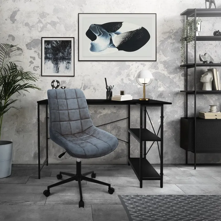 Bürostuhl auf Rollen Anthrazit mit Kunstlederbezug und Metallgestell ML-Design
