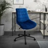 Bürostuhl auf Rollen Blau mit Samtbezug und Metallgestell ML-Design
