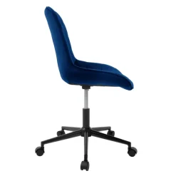 Bürostuhl auf Rollen Blau mit Samtbezug und Metallgestell ML-Design