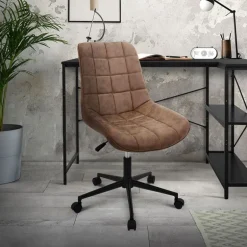 Bürostuhl auf Rollen Braun mit Kunstlederbezug und Metallgestell ML-Design