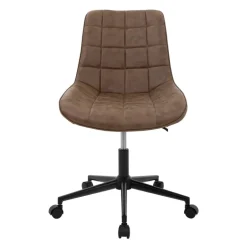 Bürostuhl auf Rollen Braun mit Kunstlederbezug und Metallgestell ML-Design