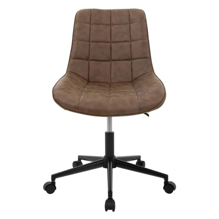 Bürostuhl auf Rollen Braun mit Kunstlederbezug und Metallgestell ML-Design
