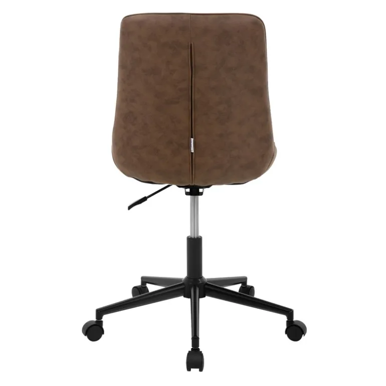 Bürostuhl auf Rollen Braun mit Kunstlederbezug und Metallgestell ML-Design