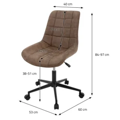 Bürostuhl auf Rollen Braun mit Kunstlederbezug und Metallgestell ML-Design