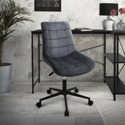Bürostuhl auf Rollen Grau mit Samtbezug und Metallgestell ML-Design