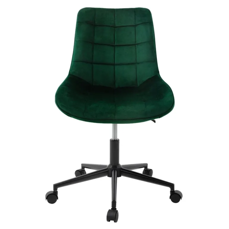 Bürostuhl auf Rollen Grün mit Samtbezug und Metallgestell ML-Design