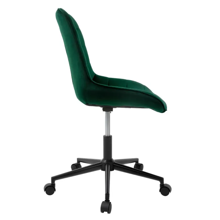 Bürostuhl auf Rollen Grün mit Samtbezug und Metallgestell ML-Design