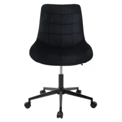 Bürostuhl auf Rollen Schwarz mit Samtbezug und Metallgestell ML-Design