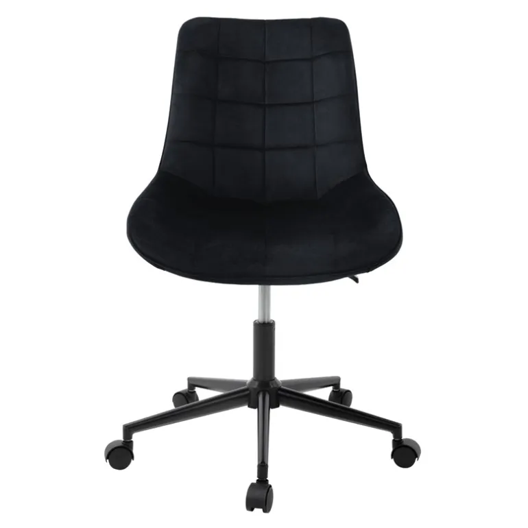 Bürostuhl auf Rollen Schwarz mit Samtbezug und Metallgestell ML-Design