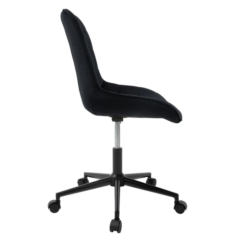 Bürostuhl auf Rollen Schwarz mit Samtbezug und Metallgestell ML-Design