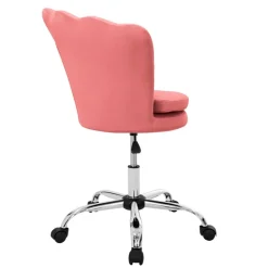 Bürostuhl mit Rollen und Rückenlehne Muscheldesign 68x68 cm Rosa aus Samt Schminktisch Stuhl ML-Design