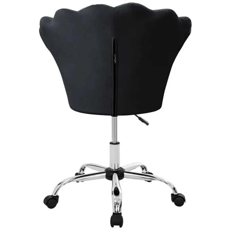 Bürostuhl mit Rollen und Rückenlehne Muscheldesign 68x68 cm Schwarz aus Samt Schminktisch Stuhl ML-Design