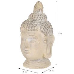 Buddha Kopf Figur 45x39x78 cm beige/grau aus Kunststein