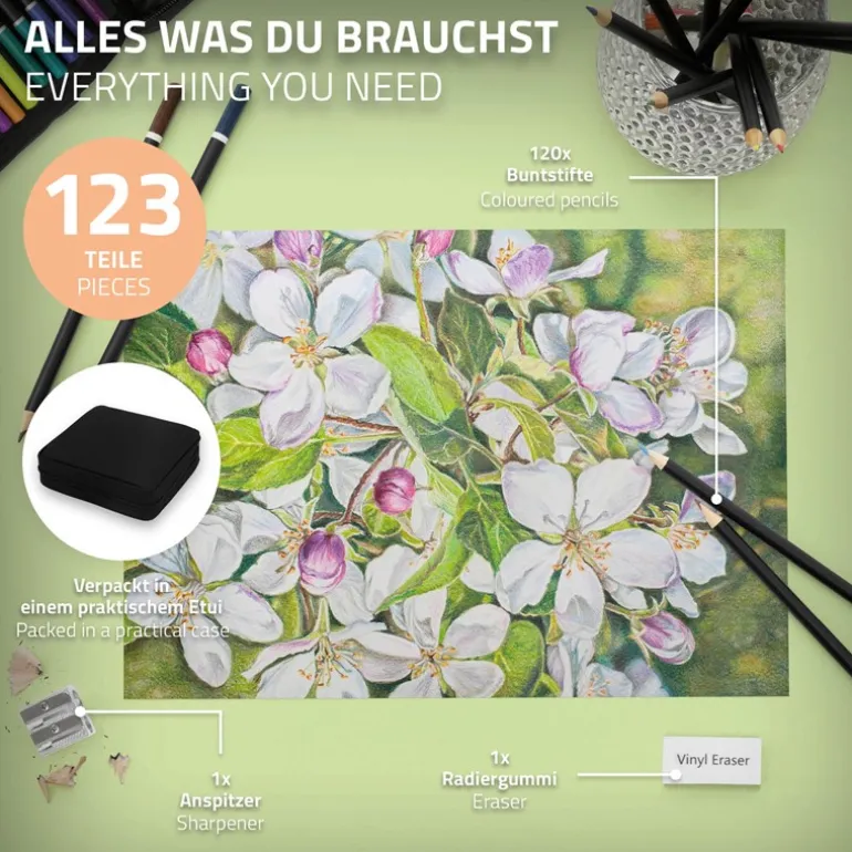 Buntstifte Set 120 Farben in Reißverschlussetui Schwarz aus Kunststoff