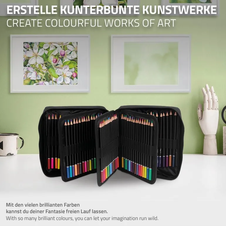 Buntstifte Set 120 Farben in Reißverschlussetui Schwarz aus Kunststoff