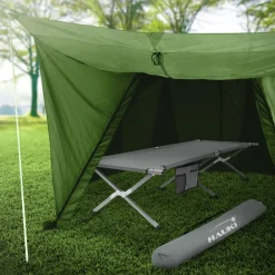 Campingbett Feldbett klappbar 210x83x46 cm Grau mit Tragetasche bis 150 kg HAUKI